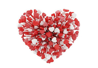 3D Candy Heart Explosion Shape Isolated on Black Background