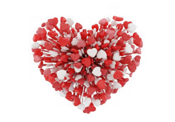 3D Candy Heart Explosion Shape Isolated on Black Background