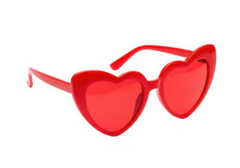 Red Heart Shaped Sunglasses Isolated on Black Background