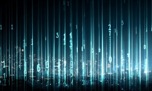 Abstract representation of numerous glowing data cables suspended in a dark void symbolizing digital information flow and connectivity