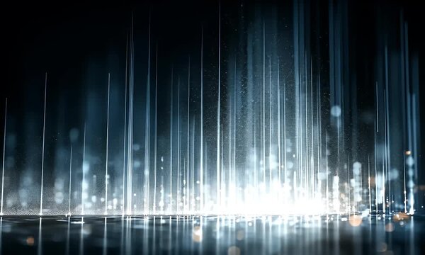 A multitude of glowing data cables are floating in the dark void representing the vastness of digital information and connectivity in the modern world