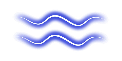 Vibrant blue glowing wavy lines symbolizing a celestial water bearer astrological sign on transparent background