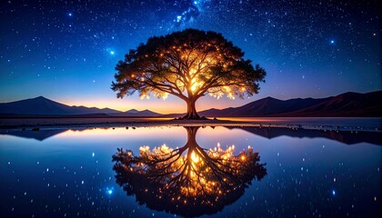 光る大木と銀河4