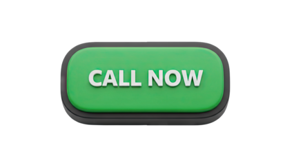 Green Call Now Button With White Text And Shadow Effect On A Transparent Background For User Interface Design And Advertising