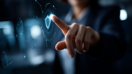 Security concept visualization interface protection system display cybersecurity framework representation threat defense scenario digital safety infrastructure defocused