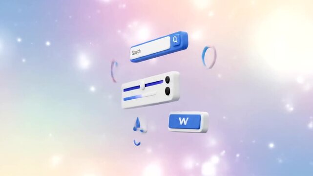 Futuristic User Interface Elements Floating on a Dreamy Background.