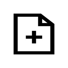 Minimalist Black and White Document Icon with Plus Sign
