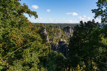 Felsformation Bastei im Nationalpark S&auml;chsische Schweiz, Gemeinde Lohmen, Landkreis S&auml;chsische Schweiz-Osterzgebirge, Sachsen, Deutschland
