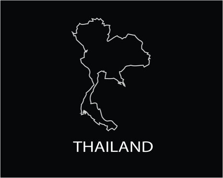 Outline map of Thailand simple vector graphic for travel