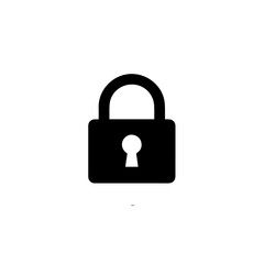 Security padlock icon with key symbol for safe web protection and access