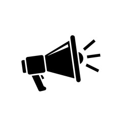 Loudspeaker Silhouette: A bold black silhouette of a loudspeaker, projecting sound waves.