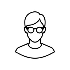Simplified Profile: A minimalist line drawing presents a simplified human profile, complete with glasses.