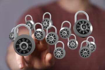 Secure digital data and systems with floating combination locks, emphasizing protection, privacy, and safety in