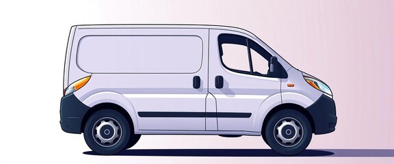 Delivery van side view, simple line art style,  cargo,  truck