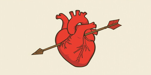 Valentine Heart Pierced by Cupid's Arrow - Love, Passion & Valentine's Day Symbolism