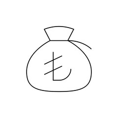 Black and White Money Bag Icon with Yen Symbol, Minimalist Design
