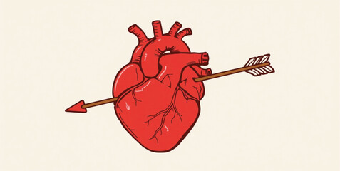 Valentine Heart Pierced by Cupid's Arrow - Love, Passion & Valentine's Day Symbolism