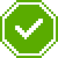Fototapeta premium Pixelated Green Check Icon with Octagon Shape