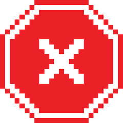 Obraz premium Pixelated Red Stop Icon with White X