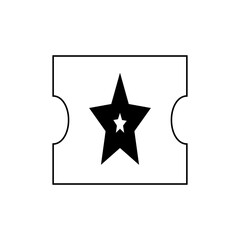 Black Star Ticket Stub Icon, Minimalist Design, Event Pass, Vector Illustration
