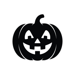 A simple black silhouette of a jack o lantern with a classic carved face