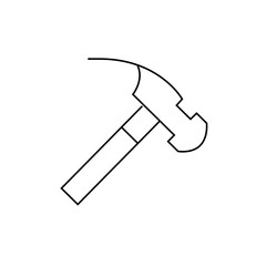 Black and White Outline of a Hammer, Construction Tool Illustration