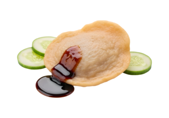 Delicious Palembang Fish Cake (Pempek) with Cucumber Slices