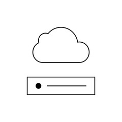 Simple Cloud and Button Icon, Minimalist Design, Black and White