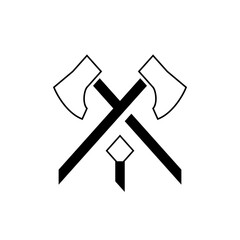 Black and White Miners Tools Icon with Two Axes and Pickaxe