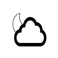 Cute Black and White Cloud Icon with Moon Shape