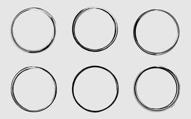 Set a round black frame. Black ring design, circle elements