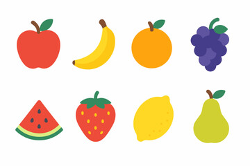 Fruits flat icons set