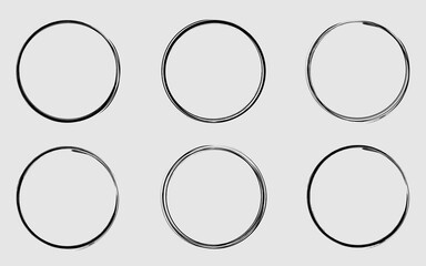 Set a round black frame. Black ring design, circle elements