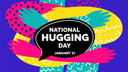 Celebrate National Hugging Day on January 21st with vibrant, colorful designs that promote connection and love, perfect for social media campaigns and greeting cards