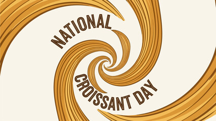 Celebrate National Croissant Day with this eye-catching design featuring swirling pastry shapes and warm tones, perfect for bakery promotions and social media campaigns