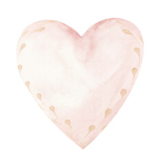 Soft pastel watercolor heart illustration with delicate gold decorative accents and gentle romantic design