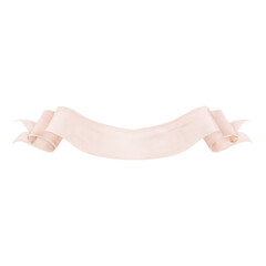 Elegant watercolor ribbon banner in soft pastel pink with delicate folds and gentle curved decorative design