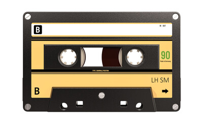 Vintage audio cassette tape 3d isolated