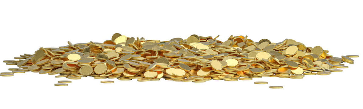 Pile of gold coins 3d wealth and success