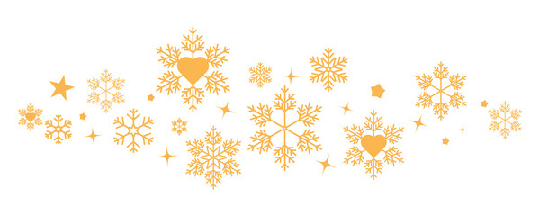 Christmas border png. Gold snowflakes and stars banner
