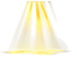 A dramatic golden light beam shines down brightly onto a  surface, creating a powerful spotlight effect. isolated on transparent background