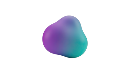 Abstract Pear Shaped Amorphous Form With Smooth Gradient Shading Transitioning From Purple To Teal On A Transparent Background With Soft Studio Lighting