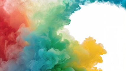 Abstract watercolor cloudscape with colorful paint splashes and grunge paper texture