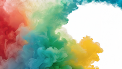 Abstract watercolor cloudscape with colorful paint splashes and grunge paper texture