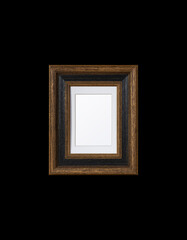 Black & Gold Wooden Frame with Passepartout on Black Background