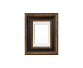 Black & Gold Wooden Frame with Passepartout on White Background
