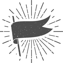 Distressed flag banner with vintage starburst rays