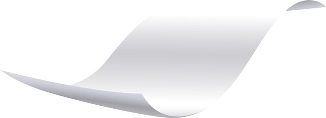 White blank paper sheet curling on background