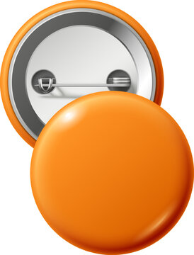 Blank orange pin button badge template design
