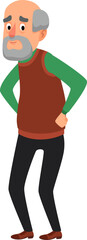 Senior man standing hands on hips illustrating old age